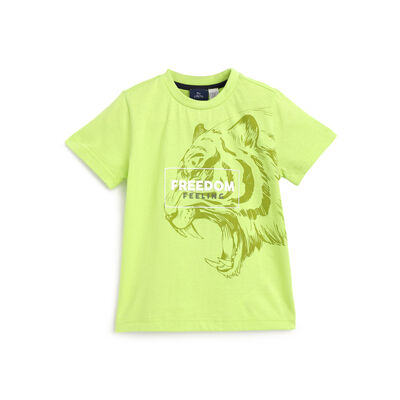Boys Light Green Printed Short Sleeve T-Shirt